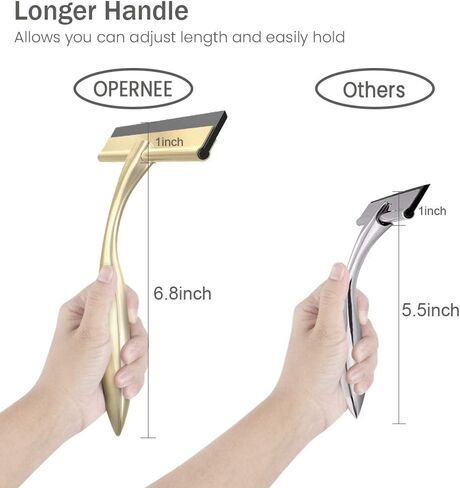 Shower Squeegee with Self Adhesive Hook, 14 Inches Stainless Steel Squeegee Cleaner, All-Purpose Window Scraper for Bathroom Doors, Mirror, Windows and Car Glass, Light Gold in Saudi Arabia