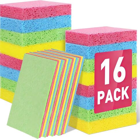 Kitchen Sponges Compressed Cellulose Sponge, Non Scratch Natural Dish Sponge for Kitchen Cleaning Sponges for Dishes Bathroom Cars Pop-up Cleaning Sponge,16 PCS in Saudi Arabia