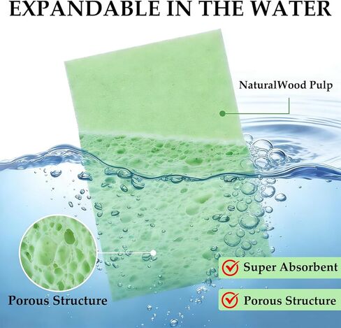 Kitchen Sponges Compressed Cellulose Sponge, Non Scratch Natural Dish Sponge for Kitchen Cleaning Sponges for Dishes Bathroom Cars Pop-up Cleaning Sponge,16 PCS in Saudi Arabia