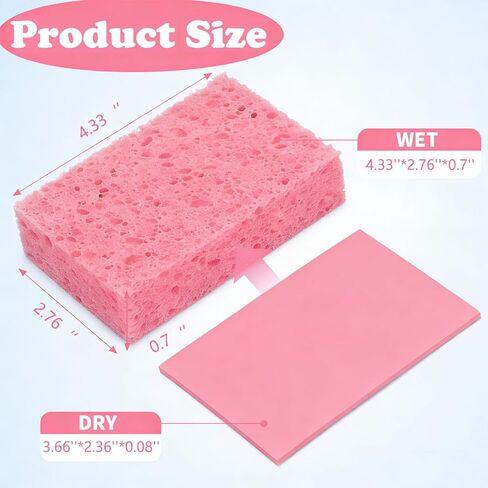 Kitchen Sponges Compressed Cellulose Sponge, Non Scratch Natural Dish Sponge for Kitchen Cleaning Sponges for Dishes Bathroom Cars Pop-up Cleaning Sponge,16 PCS in Saudi Arabia