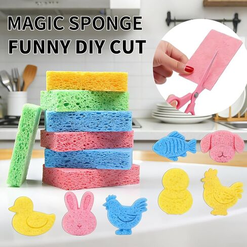Kitchen Sponges Compressed Cellulose Sponge, Non Scratch Natural Dish Sponge for Kitchen Cleaning Sponges for Dishes Bathroom Cars Pop-up Cleaning Sponge,16 PCS in Saudi Arabia