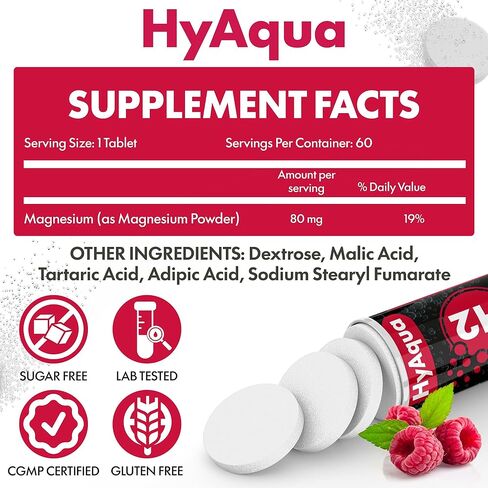 Hydrogen Water Tablets with Magnesium - 12 PPM Molecular Hydrogen Tablets for Drinking Water, Rich in Antioxidants, Supports Cellular Health, Anti Aging & Cognitive Function (60 Counts, Raspberry) in Saudi Arabia