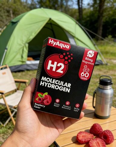 Hydrogen Water Tablets with Magnesium - 12 PPM Molecular Hydrogen Tablets for Drinking Water, Rich in Antioxidants, Supports Cellular Health, Anti Aging & Cognitive Function (60 Counts, Raspberry) in Saudi Arabia