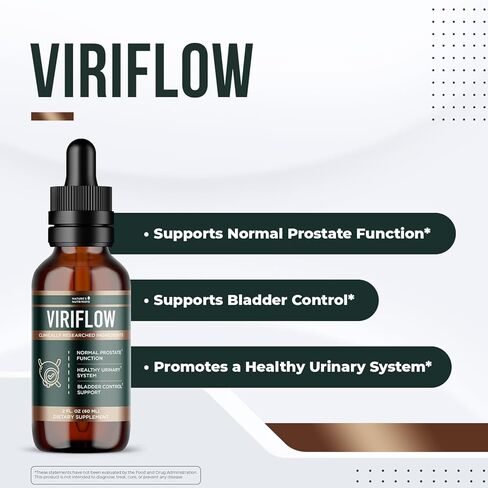 ViriFlow Liquid Supplement with Plant & Mineral Extracts – Natural Formula, Non-GMO, Made in USA, GMP-Certified – Easy-to-Use Liquid Drops, 60 mL, 2 Oz, 1 Month Supply in Saudi Arabia