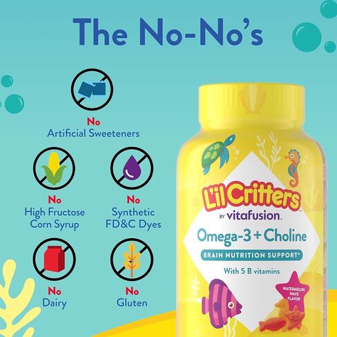L'il Critters Kids Omega 3 Gummies | 90 Count | Gummy with Choline and 5 B Vitamins | Gluten Free Children's Supplement in Saudi Arabia