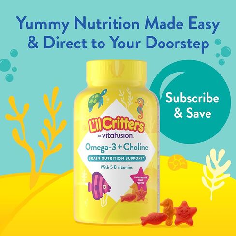 L'il Critters Kids Omega 3 Gummies | 90 Count | Gummy with Choline and 5 B Vitamins | Gluten Free Children's Supplement in Saudi Arabia