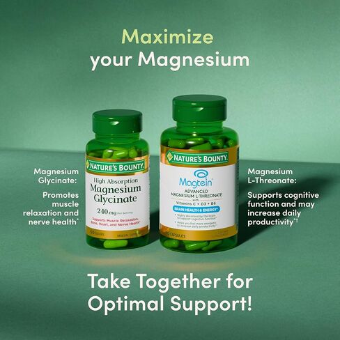 Nature’s Bounty Magnesium L-Threonate – Advanced Magnesium Supplement with Vitamin C, Vitamin D3, and Vitamin B6 – Supports Brain Health, Energy, Nerve & Immune Support Supplement – 90 Capsules in Saudi Arabia