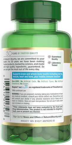 Nature’s Bounty Magnesium L-Threonate – Advanced Magnesium Supplement with Vitamin C, Vitamin D3, and Vitamin B6 – Supports Brain Health, Energy, Nerve & Immune Support Supplement – 90 Capsules in Saudi Arabia