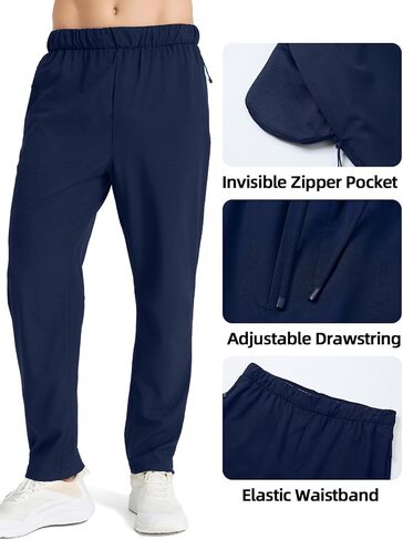 Men's Lightweight Jogging Sweatpants Quick Dry Water Resistant Comfortable Athletic Pants for Running Camping Hiking in Saudi Arabia