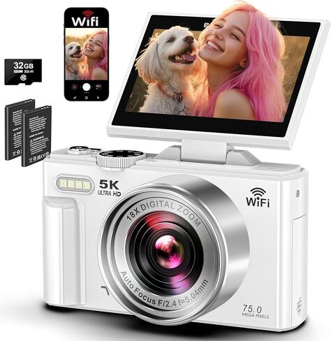كاميرا رقمية 4K - نقطة 64 ميجابكسل واطلاق النار على الكاميرات الرقمية لـ YouTube 3.0 '' Flip Screen 18x Zoom in Kuwait