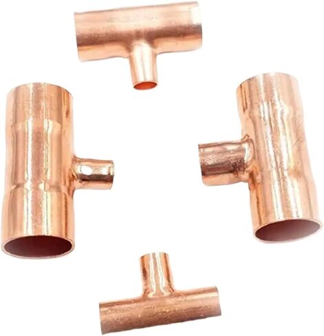 1PC 16x8x16mm Reducer Pure Copper End Feed Reduce Tee 3 Ways Weld Pipe IHNIEAEW in Saudi Arabia