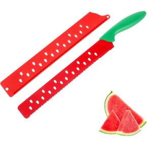 Garneck Watermelon Knife with Sleeve Serrated Watermelon Cutter: Multifunctional Long Melon Slicer Fruit Knife for Lettuce Melon Bread Cake Vegetables Home Restaurant Picnic Summer Camping Party in Kuwait