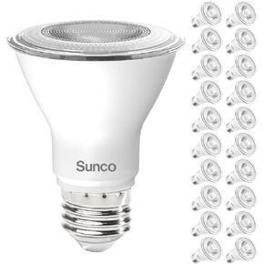 Sunco 10 Pack PAR20 LED Bulb,Track Light Bulbs Flood Lighting Indoor Outdoor, High Brightness, 800 LM, 8W (50W Equivalent), 3000K Soft White, Dimmable, E26 Medium Base, Exterior, Wet Rated UL in Kuwait