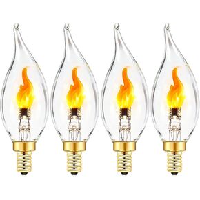 Sunaiony Flickering Light Bulbs E12 Candelabra LED Fire Effect Flicker Flame, LED Candle Flame Bulb for Decoration, 4 Pack (1 Mode) in Saudi Arabia