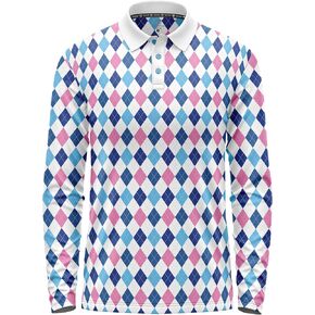 قميص بولو جولف رجالي بأكمام طويلة من Argyle - أداء ماص للرطوبة، كاجوال مريح، سريع الجفاف، كرة البولينج المرحة in Saudi Arabia