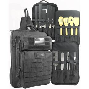 Chef Backpack Tactical MOLLE Chef Knife Bag with Patented Internal Panel Design and Hook and Loop Retention System Heavy Duty Professional Culinary Backpack Sling Bag (Black) in Saudi Arabia