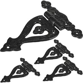 Antique Wrought Iron Vintage Heavy Duty T Hinges 5.3'' Black Powder Coated Wrought Iron Flush Mount Hinge with Hardware for Barn Door Cabinet Wardrobe Shed Window Wooden Box Chest(4 Pack) in Kuwait