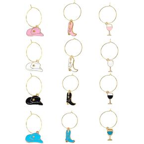 Wine Glass Charms with Boot Hat Glass Pendant, Wine Charms for Stem Glasses, Cowboy Drink Markers, Cowgirl Party Favors, Texas Decorations in Saudi Arabia