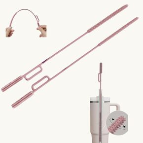 2-in-1 Dual-Head Straw Brush, Silicone Cleaning Brush for Straws & Lid Gaps, Long Flexible for Tumblers & Bottles, Non-Slip Handle, No-Scratch, 2 Pack (6mm & 9mm), Durable & Reusable (Blush Pink) in Saudi Arabia