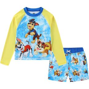 Paw Patrol Boys UPF 50+ Rash Guard and Swim Trunks Shorts Swimwear Set Swimsuit for Toddler and Big Kids in Kuwait
