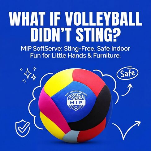 MIP SoftServe Indoor Volleyball – Lightweight Padded Ball for Kids. CPC Certified for Toddlers. No Sting. Real Bounce. Safe Indoor Play. Gentle on Furniture in Saudi Arabia