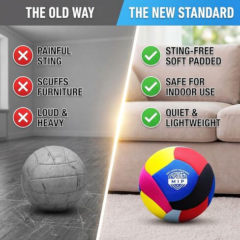 MIP SoftServe Indoor Volleyball – Lightweight Padded Ball for Kids. CPC Certified for Toddlers. No Sting. Real Bounce. Safe Indoor Play. Gentle on Furniture in Saudi Arabia