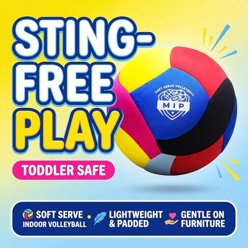 MIP SoftServe Indoor Volleyball – Lightweight Padded Ball for Kids. CPC Certified for Toddlers. No Sting. Real Bounce. Safe Indoor Play. Gentle on Furniture in Saudi Arabia