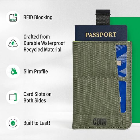 Passport Wallet, RFID Blocking, Waterproof (Green) in Saudi Arabia
