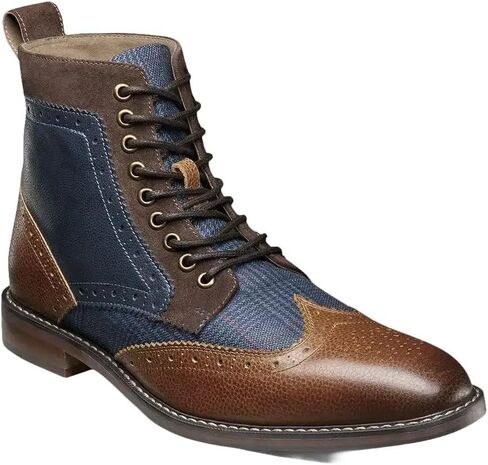 Stacy Adams Men's Finnegan Wingtip Boot,NAVY/COGNAC,10.5M in Saudi Arabia