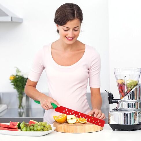 Garneck Watermelon Knife with Sleeve Serrated Watermelon Cutter: Multifunctional Long Melon Slicer Fruit Knife for Lettuce Melon Bread Cake Vegetables Home Restaurant Picnic Summer Camping Party in Kuwait
