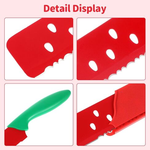 Garneck Watermelon Knife with Sleeve Serrated Watermelon Cutter: Multifunctional Long Melon Slicer Fruit Knife for Lettuce Melon Bread Cake Vegetables Home Restaurant Picnic Summer Camping Party in Kuwait