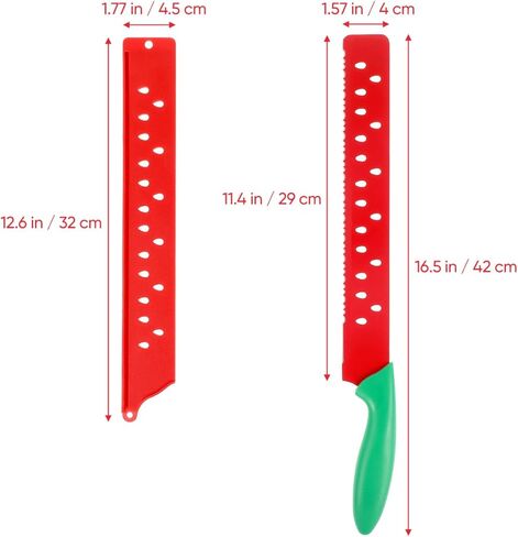 Garneck Watermelon Knife with Sleeve Serrated Watermelon Cutter: Multifunctional Long Melon Slicer Fruit Knife for Lettuce Melon Bread Cake Vegetables Home Restaurant Picnic Summer Camping Party in Kuwait