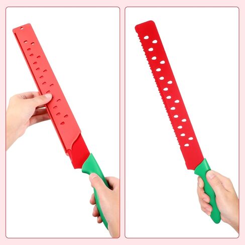Garneck Watermelon Knife with Sleeve Serrated Watermelon Cutter: Multifunctional Long Melon Slicer Fruit Knife for Lettuce Melon Bread Cake Vegetables Home Restaurant Picnic Summer Camping Party in Kuwait