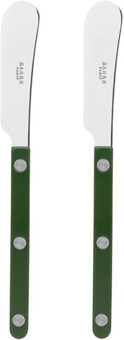 Sabre Paris - Set of 2 Spreader Knives 5.5 inches - Bistrot Collection - Perfect for Butter, Tapenades, Spreads - Stainless Steel & Nylon - Dishwasher Safe - Asparagus - Brilliant Finish in Saudi Arabia
