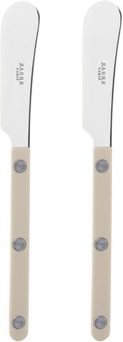 Sabre Paris - Set of 2 Spreader Knives 5.5 inches - Bistrot Collection - Perfect for Butter, Tapenades, Spreads - Stainless Steel & Nylon - Dishwasher Safe - Asparagus - Brilliant Finish in Saudi Arabia
