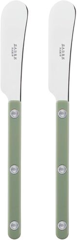 Sabre Paris - Set of 2 Spreader Knives 5.5 inches - Bistrot Collection - Perfect for Butter, Tapenades, Spreads - Stainless Steel & Nylon - Dishwasher Safe - Asparagus - Brilliant Finish in Saudi Arabia