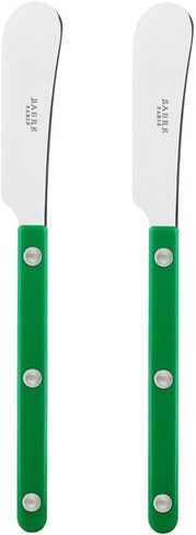 Sabre Paris - Set of 2 Spreader Knives 5.5 inches - Bistrot Collection - Perfect for Butter, Tapenades, Spreads - Stainless Steel & Nylon - Dishwasher Safe - Asparagus - Brilliant Finish in Saudi Arabia