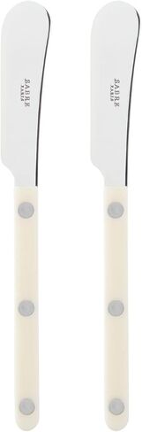 Sabre Paris - Set of 2 Spreader Knives 5.5 inches - Bistrot Collection - Perfect for Butter, Tapenades, Spreads - Stainless Steel & Nylon - Dishwasher Safe - Asparagus - Brilliant Finish in Saudi Arabia
