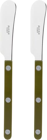 Sabre Paris - Set of 2 Spreader Knives 5.5 inches - Bistrot Collection - Perfect for Butter, Tapenades, Spreads - Stainless Steel & Nylon - Dishwasher Safe - Asparagus - Brilliant Finish in Saudi Arabia