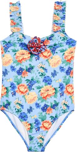 Janie and Jack Girls' Blue Floral Onepiece Swimsuit (Toddler/Little Kid/Big Kid) in Saudi Arabia