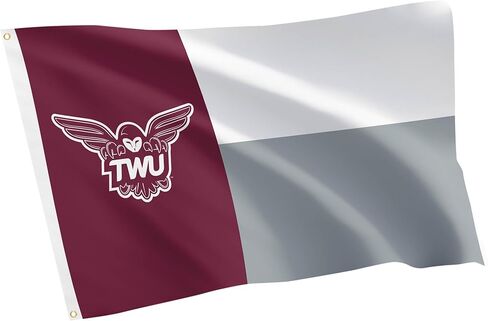 علم TWU لجامعة Desert Cactus Texas Woman - لافتة رواد مقاس 3 × 5 أقدام، قماش متين للاستخدام الداخلي/الخارجي، تصميم بوليستر 100% (النمط A) in Saudi Arabia