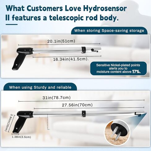 Iridesc F251 HydroSensor II مسبار الرطوبة القابل للطي للسجاد المنزلي والأرضيات والجدران والأثاث، استبدل مستشعر dri-eaz المائي، واختبار السجاد بمسبار مطلي بالنيكل قابل للسحب in Saudi Arabia