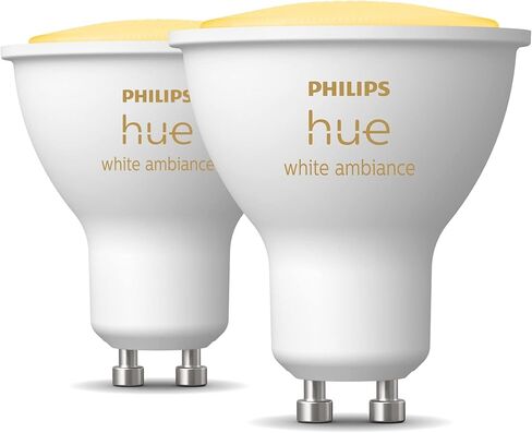 فيليبس هيو وايت أمبيانس 2-Pack LED Smart GU10 Bulb، Bluetooth & Zigbee متوافق (Hue Hub اختياري)، صوت نشط مع Alexa in Saudi Arabia