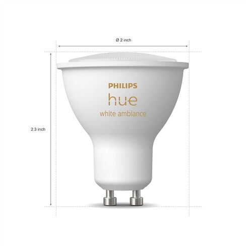 فيليبس هيو وايت أمبيانس 2-Pack LED Smart GU10 Bulb، Bluetooth & Zigbee متوافق (Hue Hub اختياري)، صوت نشط مع Alexa in Saudi Arabia