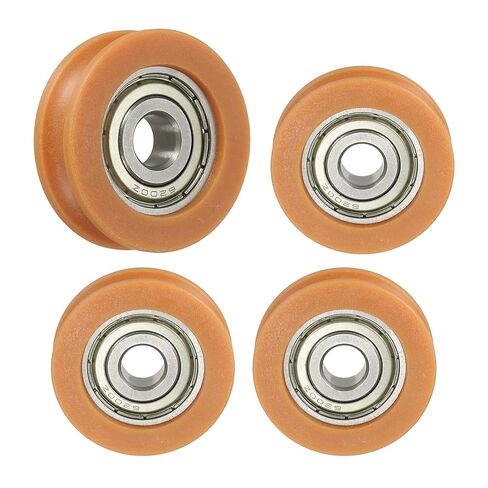 PATIKIL Nylon U Groove Bearings, 4 Pack 10x43.5x13mm U Type Groove Double Metal Roller Wheel Shielded GCr15 Chrome Steel Ball Bearings for Door Window, Yellow in Saudi Arabia