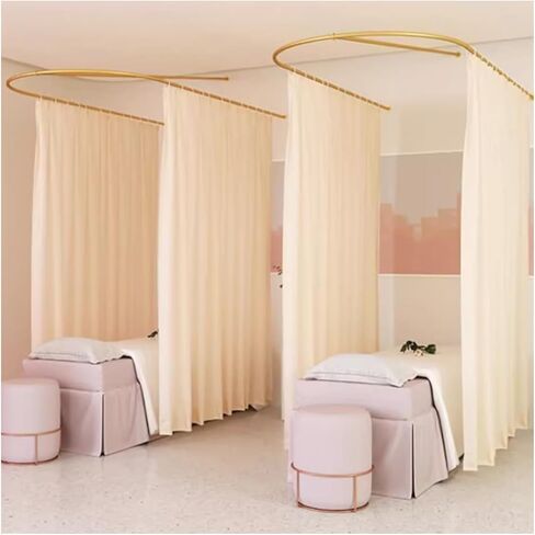 Beauty Salon Partition Curtain, U-Shaped Long Support Rod, Flat Hook Medical Curtain(Gray,120x230cm) in Kuwait