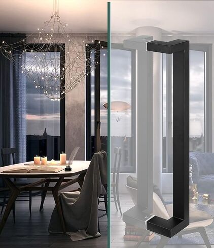 Square Stainless Steel Push Pull Entry Door Handle, Commercial Interior Exterior Door Push Pull Two Side Glass Door Handle/Black/60Cm/23.6In in Saudi Arabia