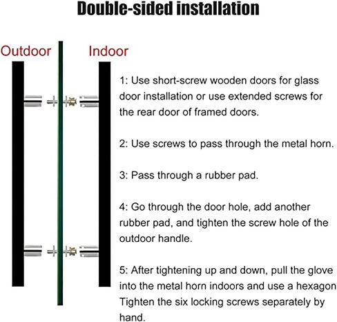 Square Stainless Steel Push Pull Entry Door Handle, Commercial Interior Exterior Door Push Pull Two Side Glass Door Handle/Black/60Cm/23.6In in Saudi Arabia