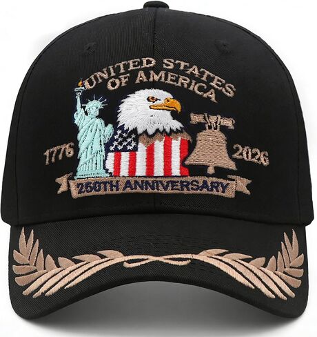 United States 250 Anniversary USA Hat, 1776-2026 Adjustable Embroidered Patriotic Hats 250 American Hat for Men Women in Saudi Arabia