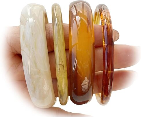 ÌF ME Acrylic Bangles Bracelets For Women, Maillard Lightweight Chunky Resin Bracelets, Boho Jewelry Gift in Saudi Arabia